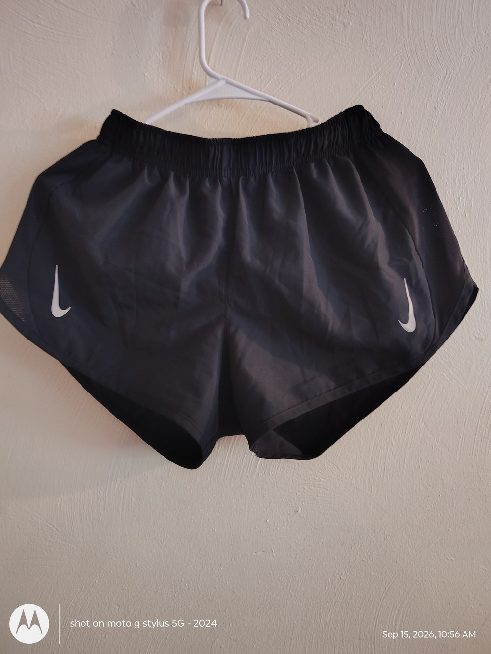 Nike Women's Black Athletic Running Shorts with White Swoosh